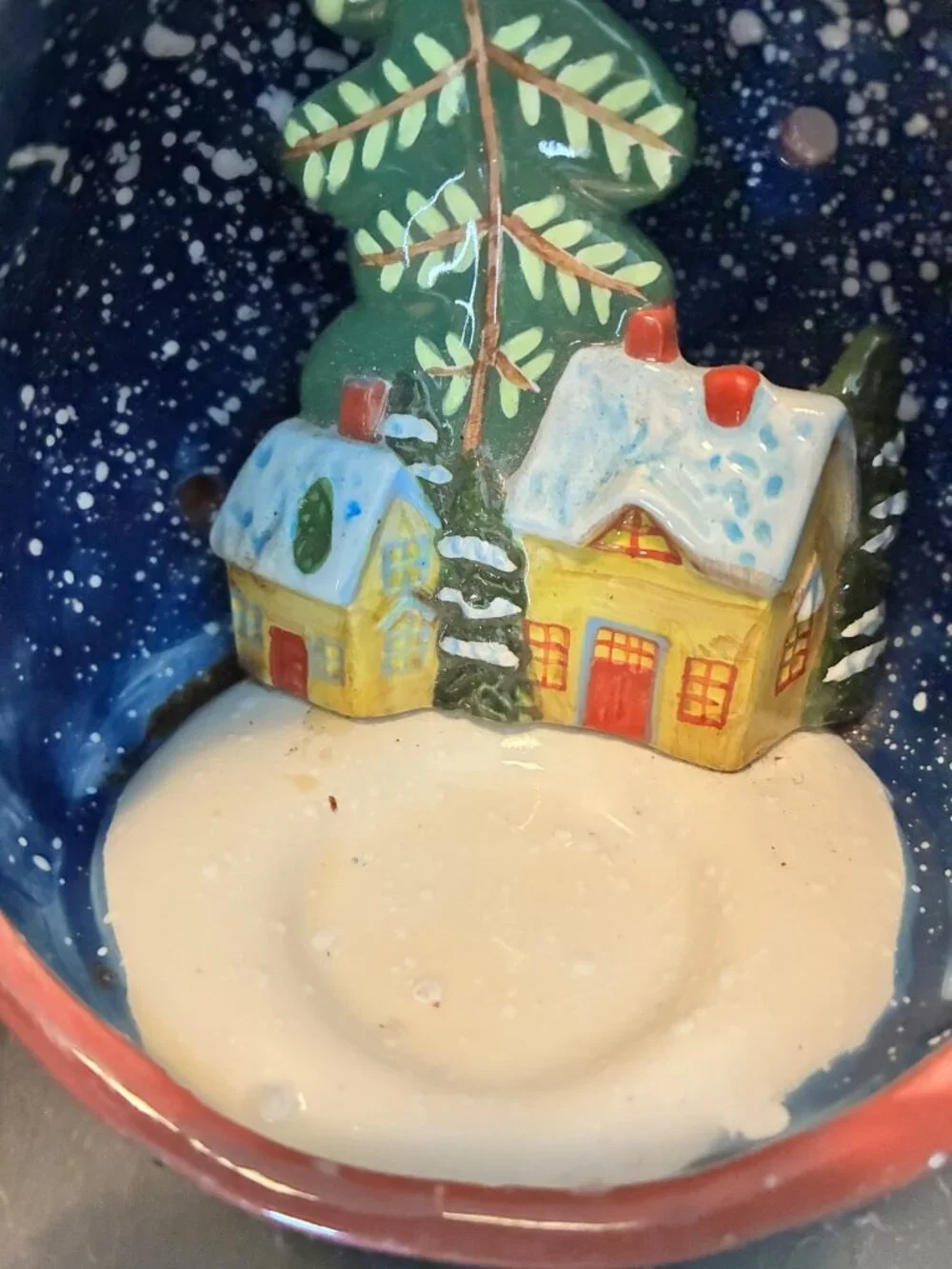 Ganz Santa Claus Christmas Figurine Candle Holder Winter Village Scene Ceramic